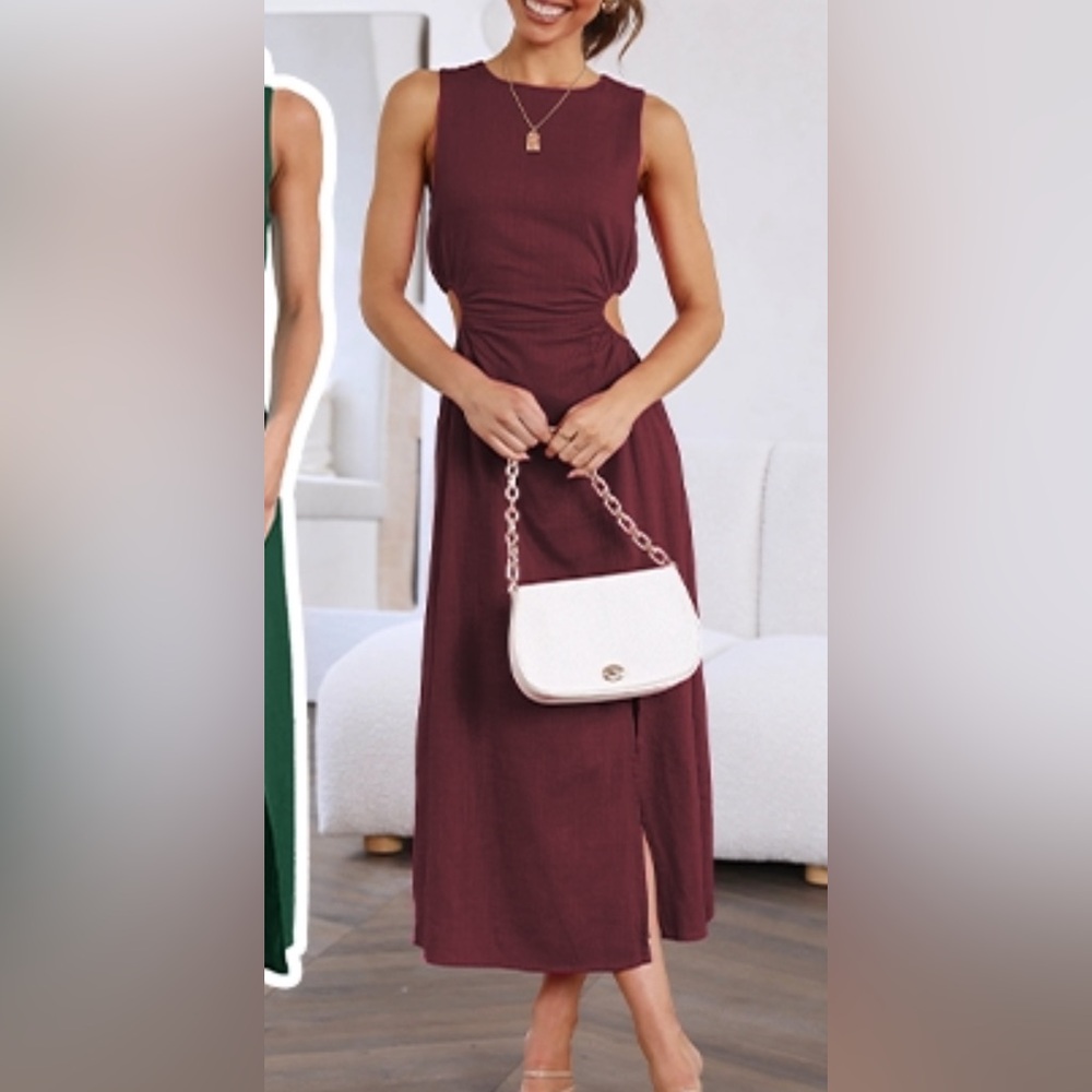 Red cut out midi dress